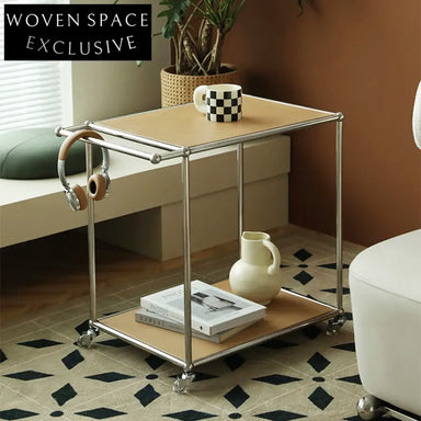 Versatile Nordic Rolling Coffee Table with Wheels, Electroplated Steel Frame Storage