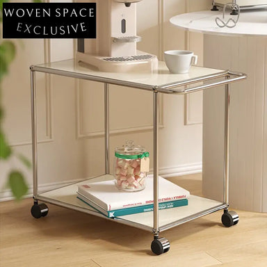 Versatile Nordic Rolling Coffee Table with Wheels, Electroplated Steel Frame Storage