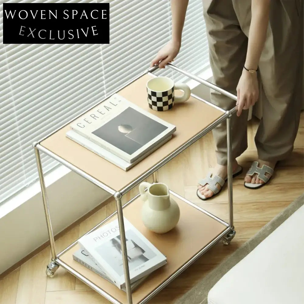 Versatile Nordic Rolling Coffee Table with Wheels, Electroplated Steel Frame Storage