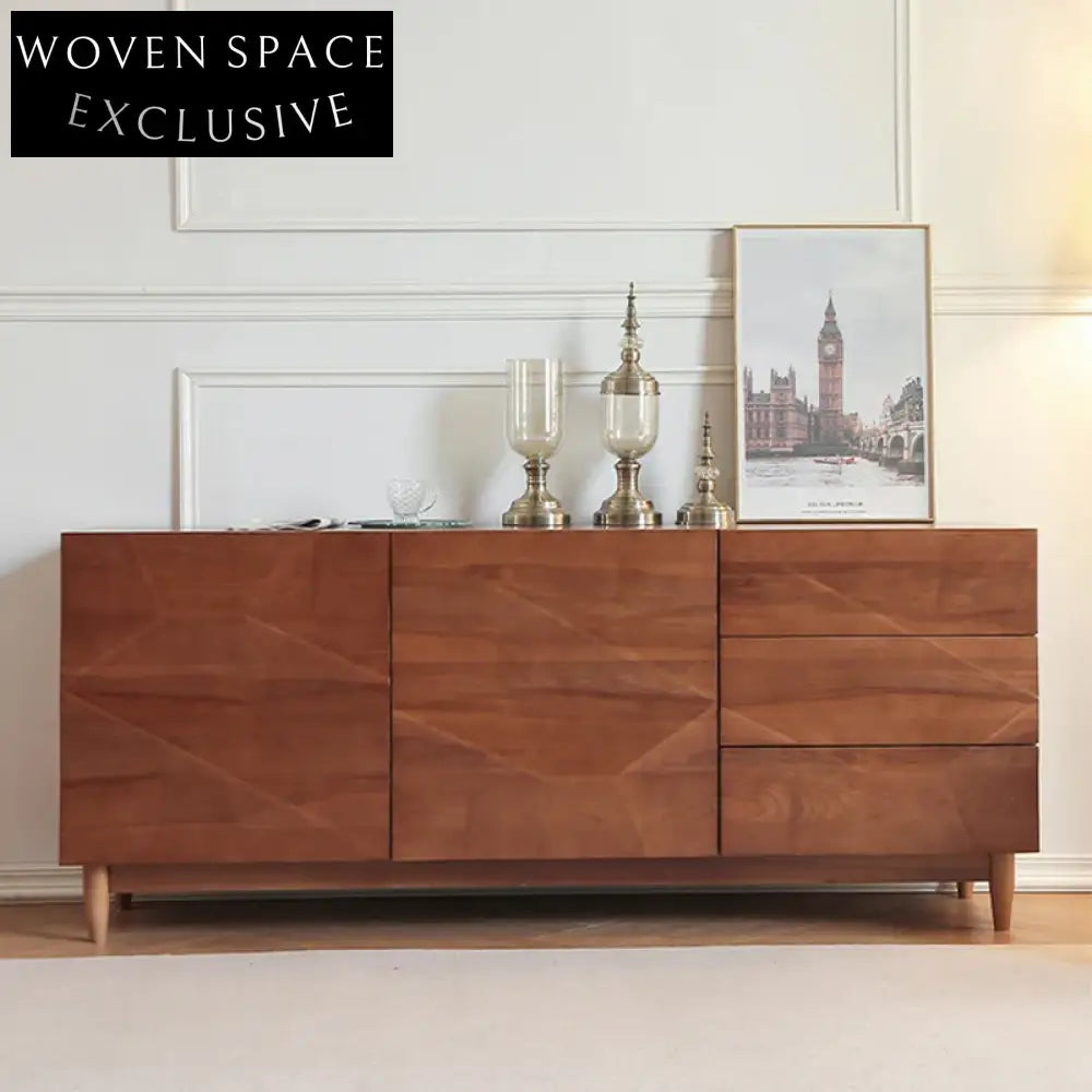 Versatile Nordic Solid Wood Sideboard for Living Room, Kitchen, Bedroom Storage Cabinet