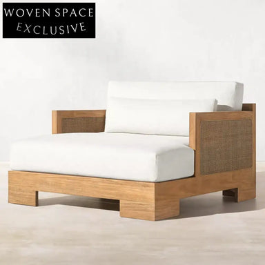 Versatile Outdoor Sectional Sofa Set with Teak Wood, Rattan, Aluminum Frame
