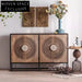 Versatile Retro Wooden Storage Console Cabinet with Open Door Display