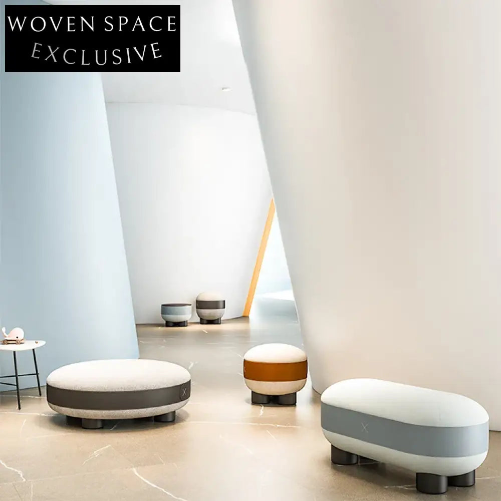 Versatile Round Storage Ottoman with Legs, Fabric Upholstered Living Room Stool