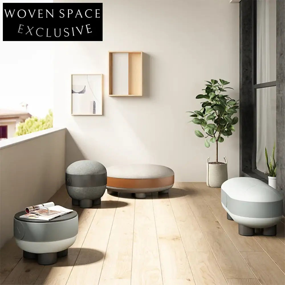Versatile Round Storage Ottoman with Legs, Fabric Upholstered Living Room Stool