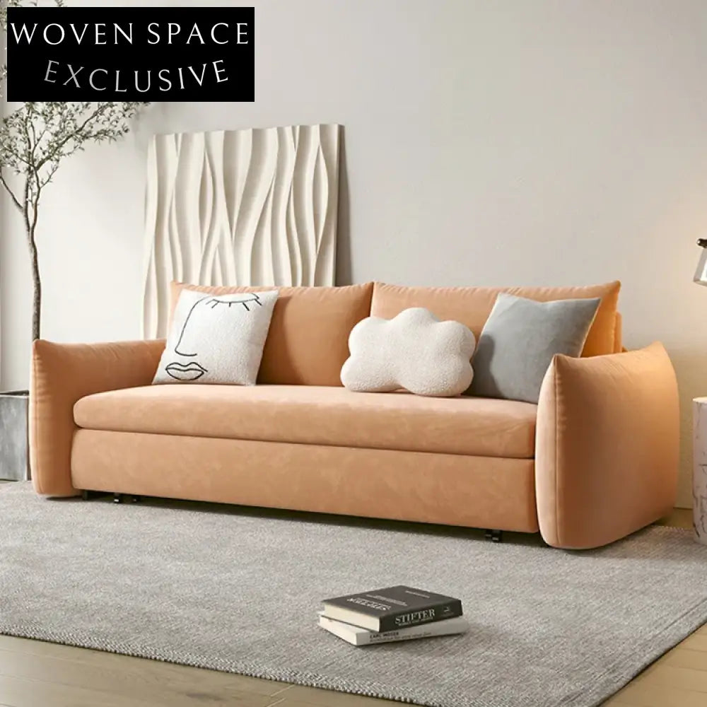 Versatile Scandinavian Folding Sofa Bed, Modern Fabric Pull-Out Couch for Living Room