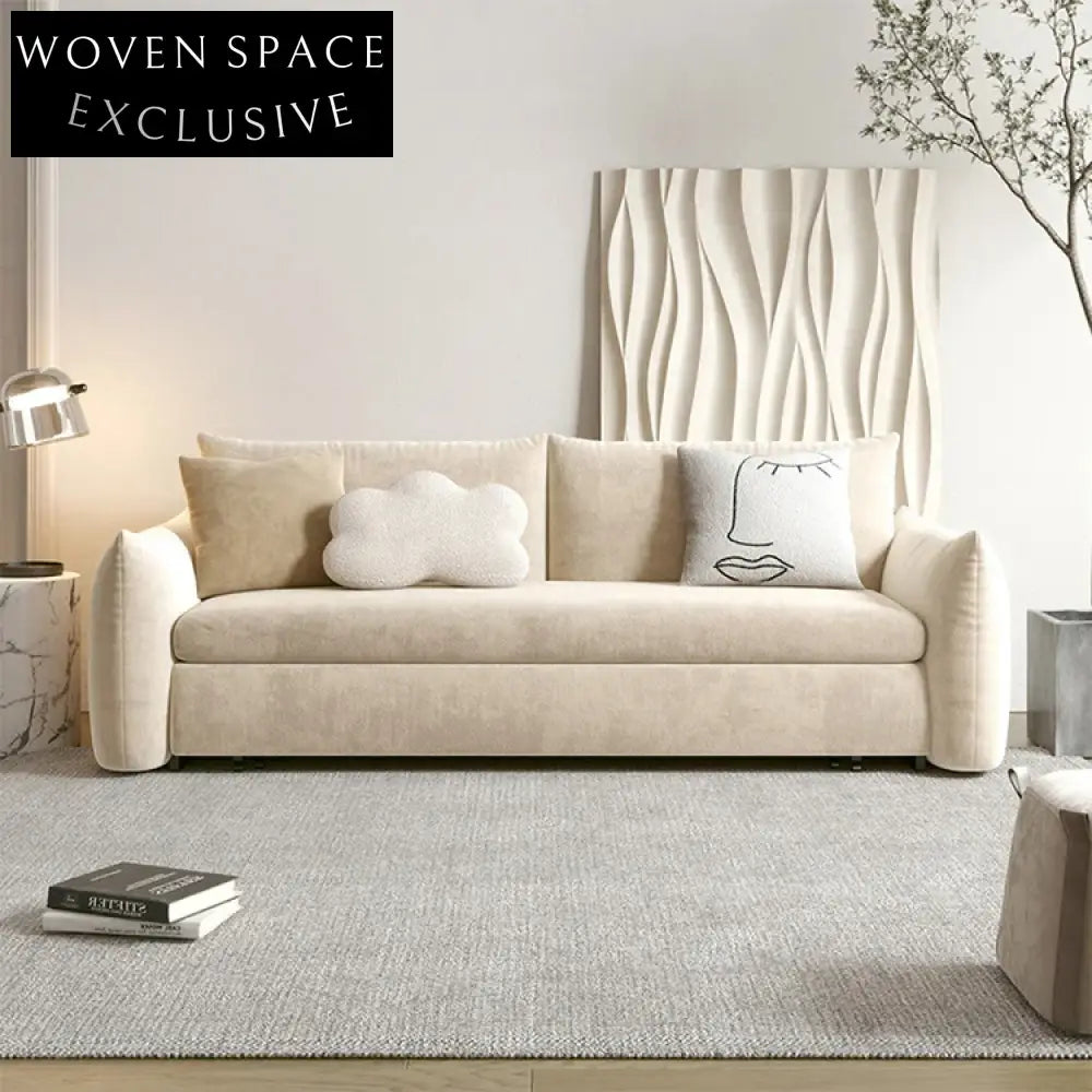 Versatile Scandinavian Folding Sofa Bed, Modern Fabric Pull-Out Couch for Living Room