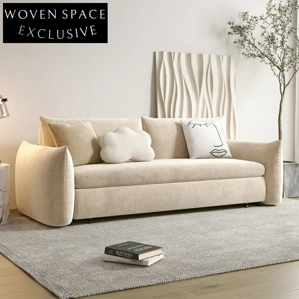 Versatile Scandinavian Folding Sofa Bed, Modern Fabric Pull-Out Couch for Living Room