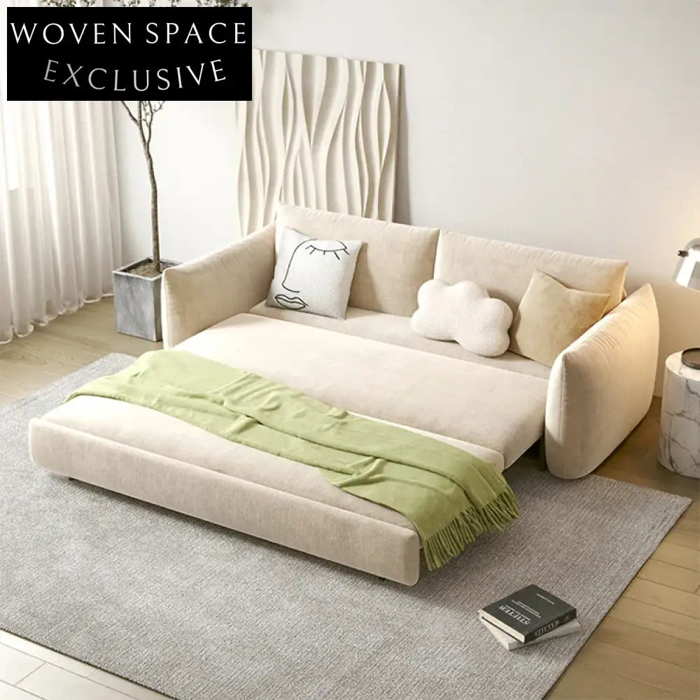 Versatile Scandinavian Folding Sofa Bed, Modern Fabric Pull-Out Couch for Living Room