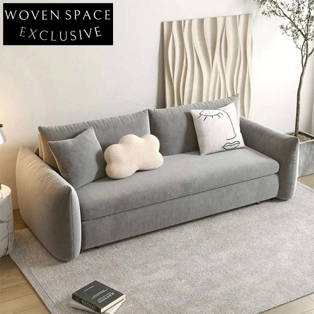 Versatile Scandinavian Folding Sofa Bed, Modern Fabric Pull-Out Couch for Living Room
