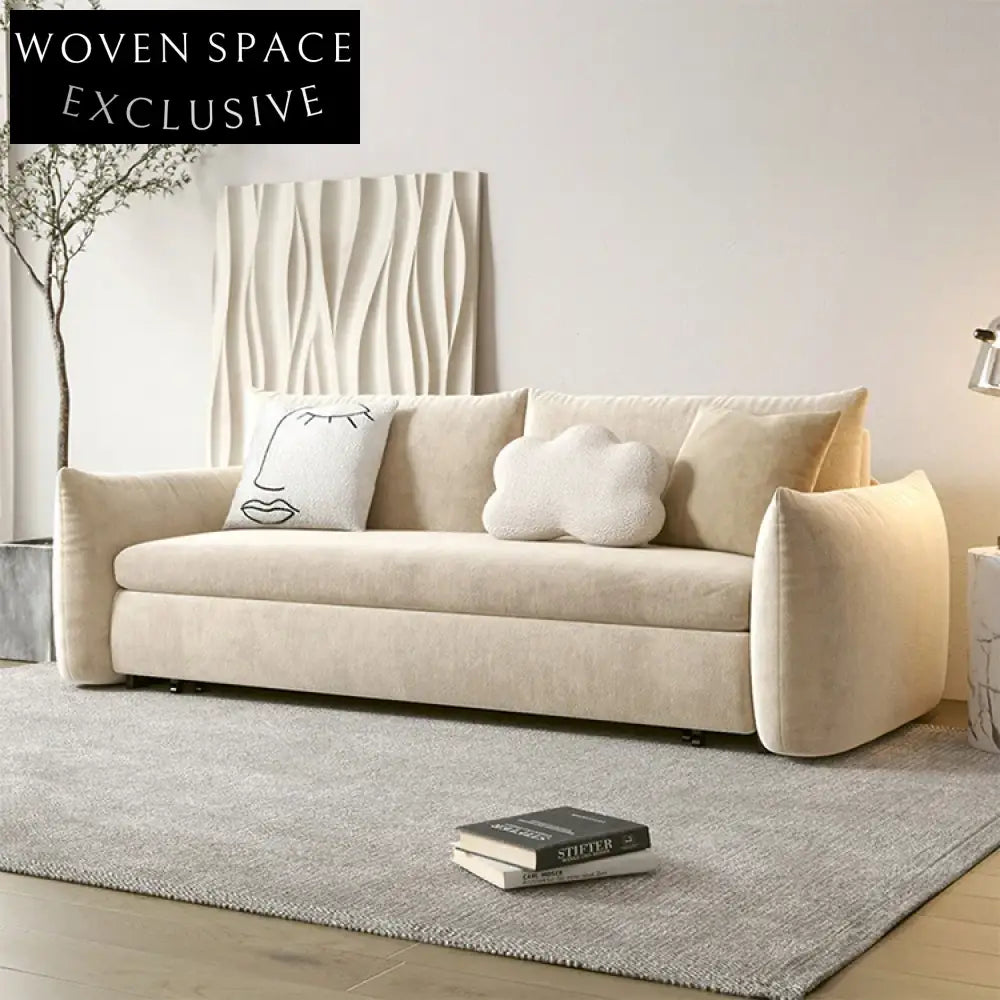 Versatile Scandinavian Folding Sofa Bed, Modern Fabric Pull-Out Couch for Living Room