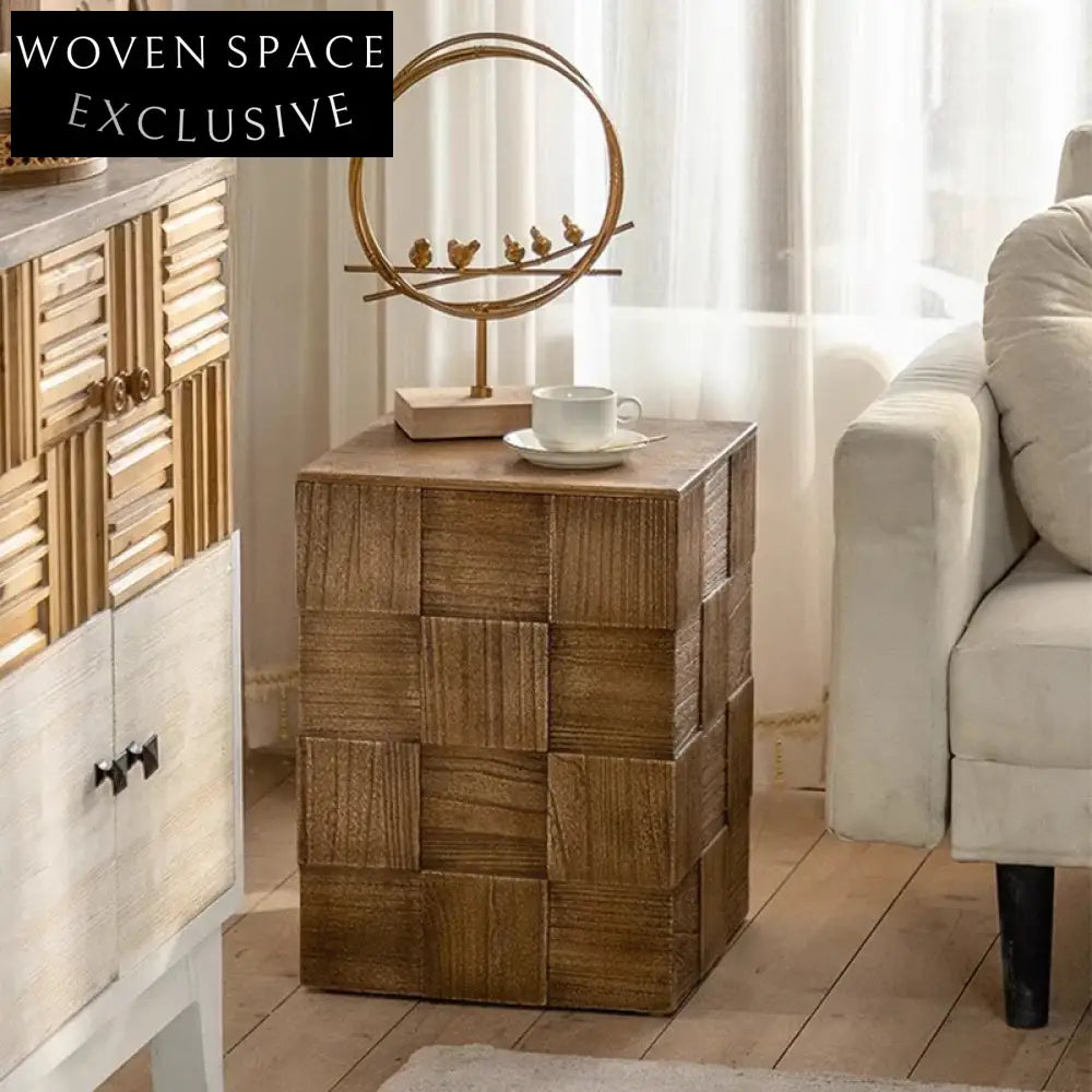 Versatile Solid Fir Wood Storage Side Table for Living Room Home Decor