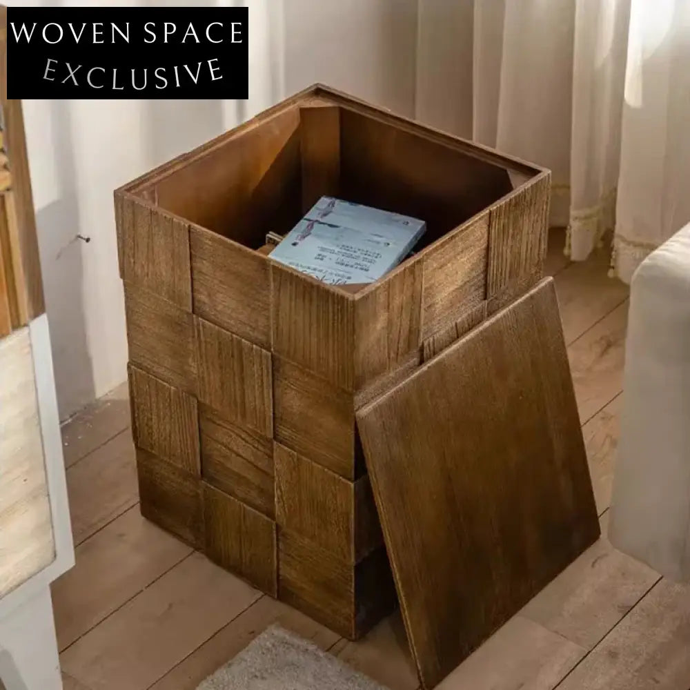 Versatile Solid Fir Wood Storage Side Table for Living Room Home Decor