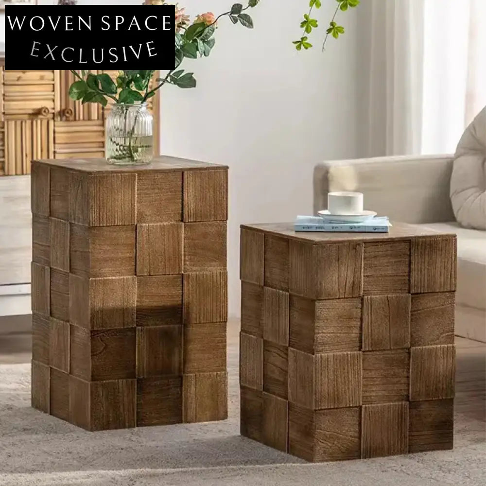 Versatile Solid Fir Wood Storage Side Table for Living Room Home Decor