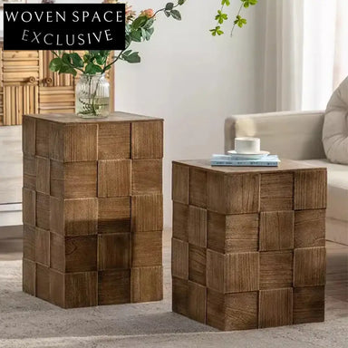 Versatile Solid Fir Wood Storage Side Table for Living Room Home Decor