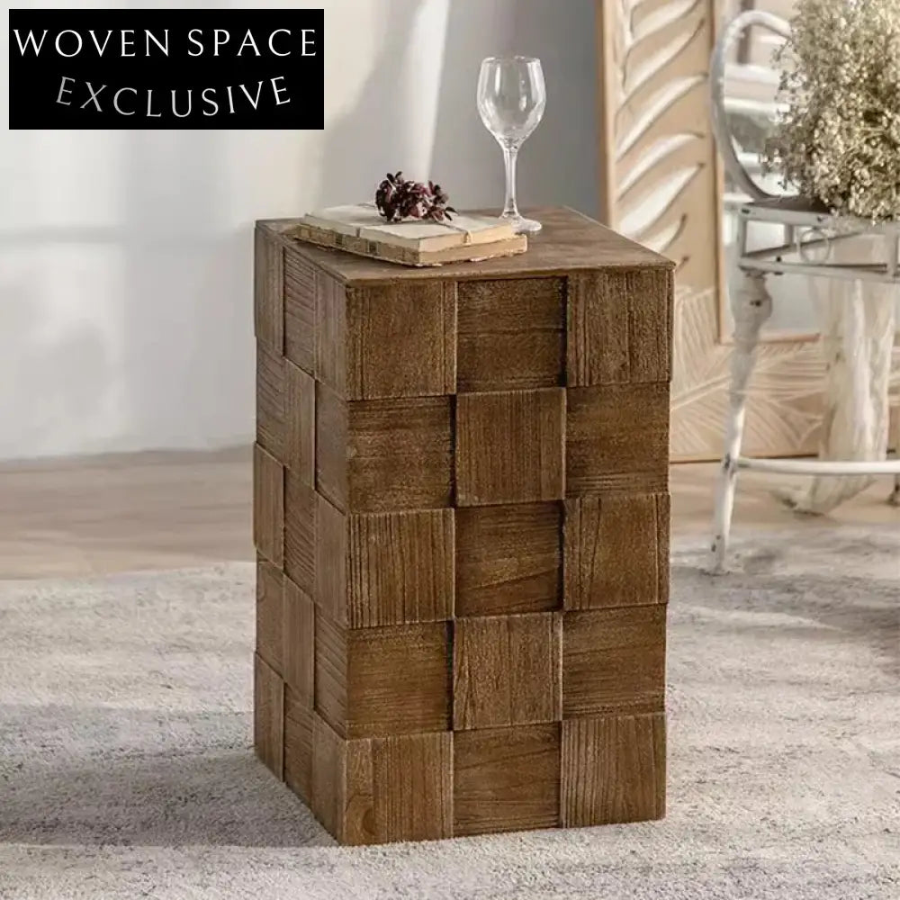 Versatile Solid Fir Wood Storage Side Table for Living Room Home Decor