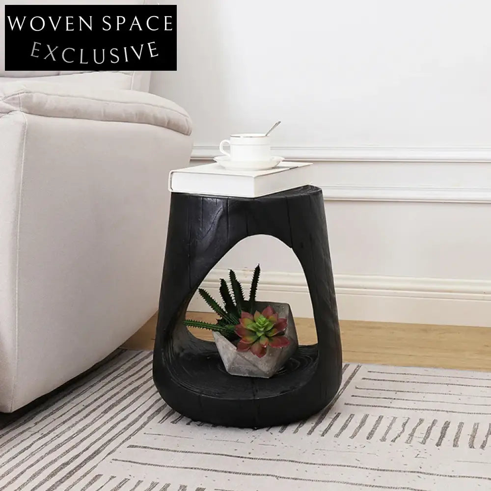 Versatile Solid Wood Round Bedside Sofa End Table Modern Nordic Design Stool