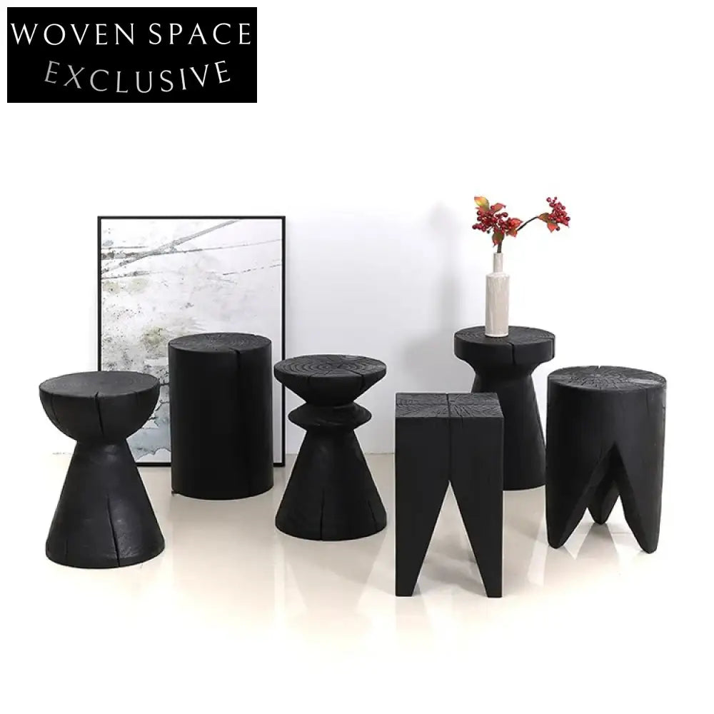 Versatile Solid Wood Round Bedside Sofa End Table Modern Nordic Design Stool