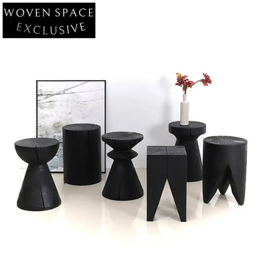 Versatile Solid Wood Round Bedside Sofa End Table Modern Nordic Design Stool