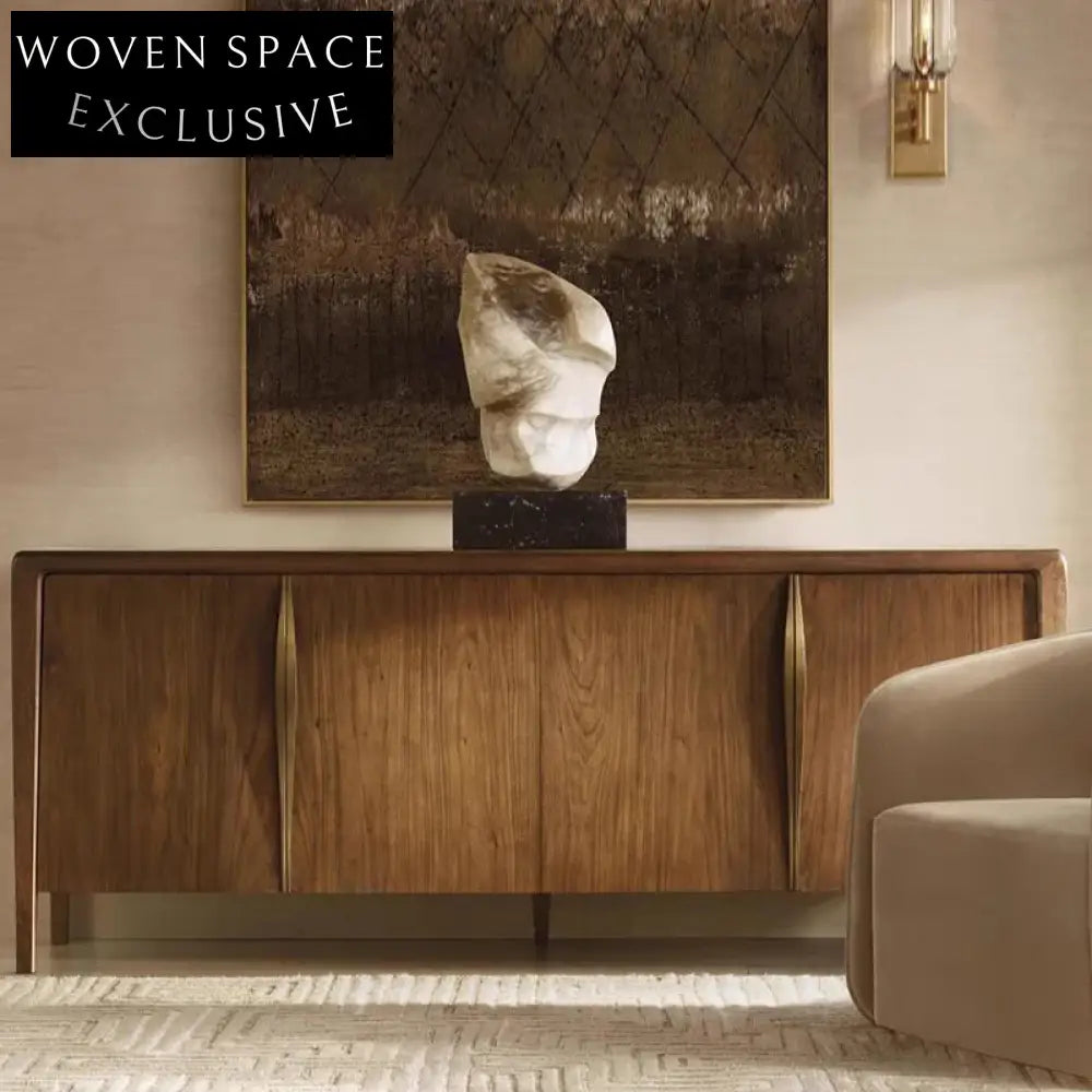 Versatile Solid Wood Storage Cabinet TV Unit 4-Door Dining Room Console