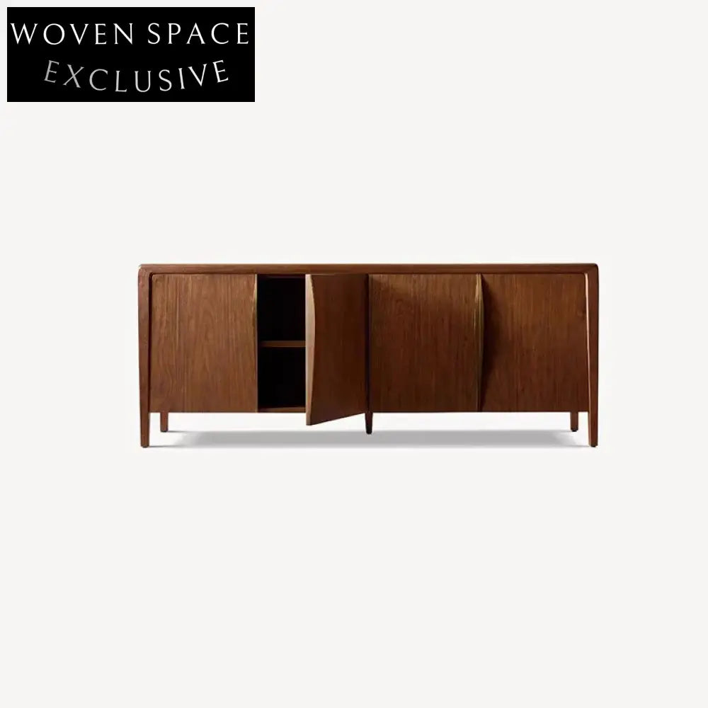 Versatile Solid Wood Storage Cabinet TV Unit 4-Door Dining Room Console