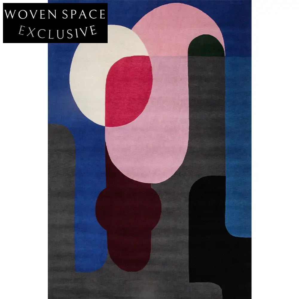 Vibrant Abstract Irregular Polyester Area Rug for Modern Living Room Decor