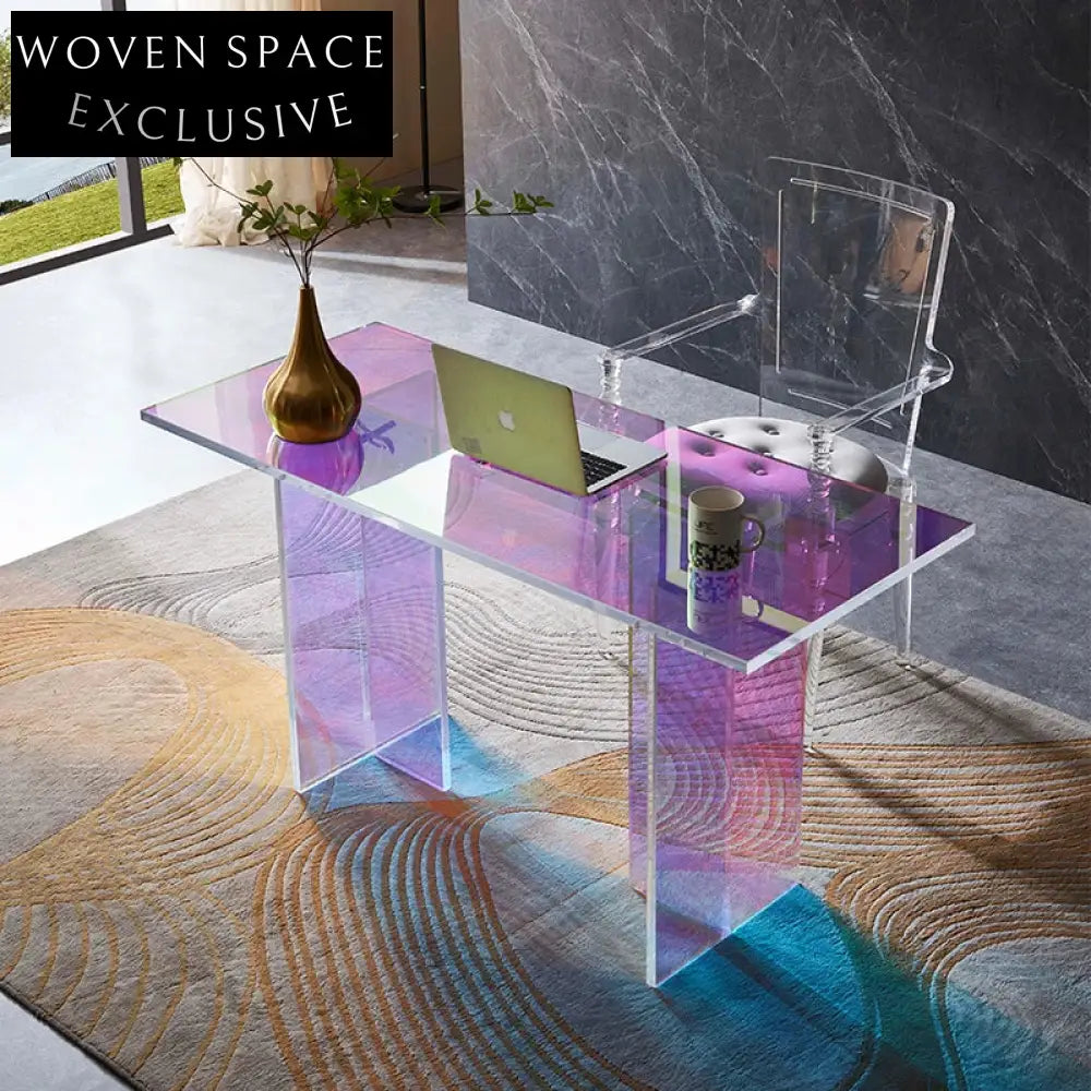 Computer Cubicles Rainbow Vibrant Acrylic Rainbow Modern Home Office Computer Desk Table — Woven ...
