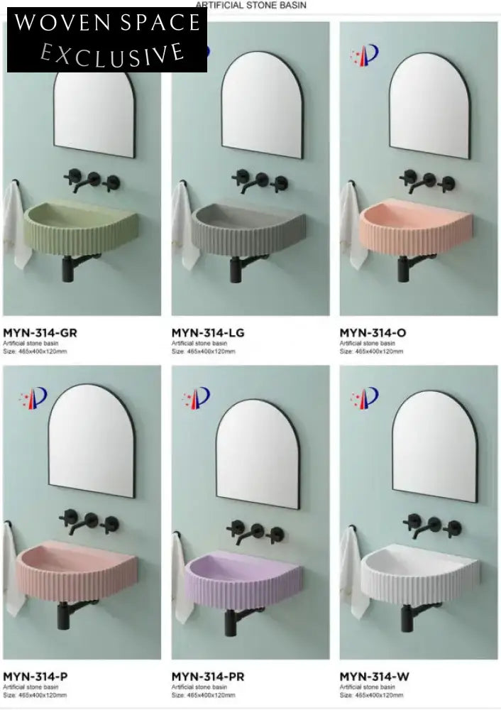 Vibrant Artificial Stone Wall-Mounted Countertop Bathroom Wash Basin Sink