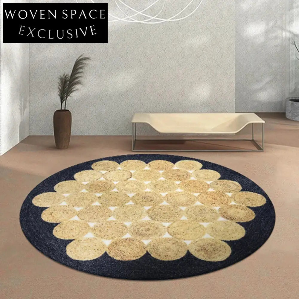 Vibrant Geometric Color Block Round Area Rug, Modern Polyester Floor Carpet