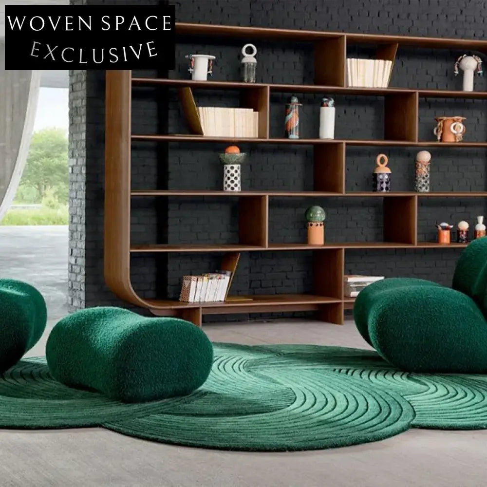 Vibrant Geometric Wool Area Rug Hand-Tufted Modern Irregular Shape Home Decor