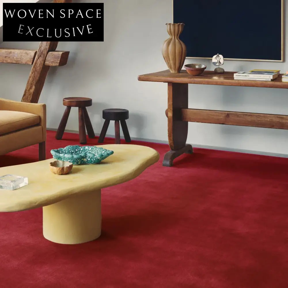 Vibrant Hand-Woven Red Polyester Area Rug for Living Room & Bedroom