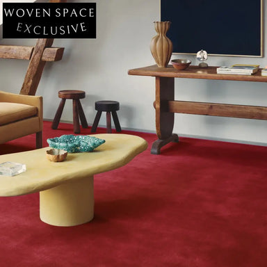 Vibrant Hand-Woven Red Polyester Area Rug for Living Room & Bedroom