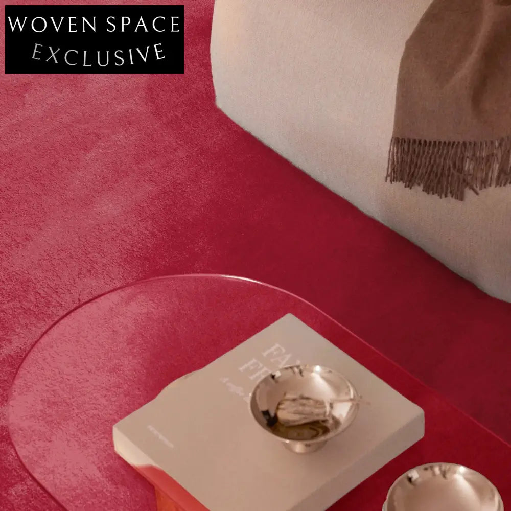 Vibrant Hand-Woven Red Polyester Area Rug for Living Room & Bedroom