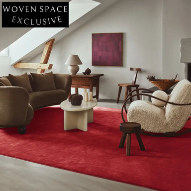 Vibrant Hand-Woven Red Polyester Area Rug for Living Room & Bedroom