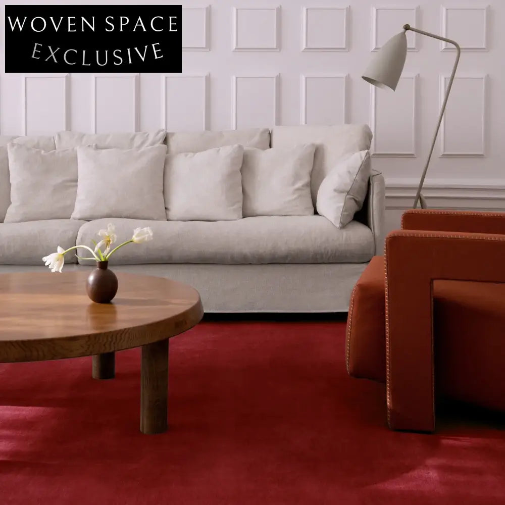 Vibrant Hand-Woven Red Polyester Area Rug for Living Room & Bedroom