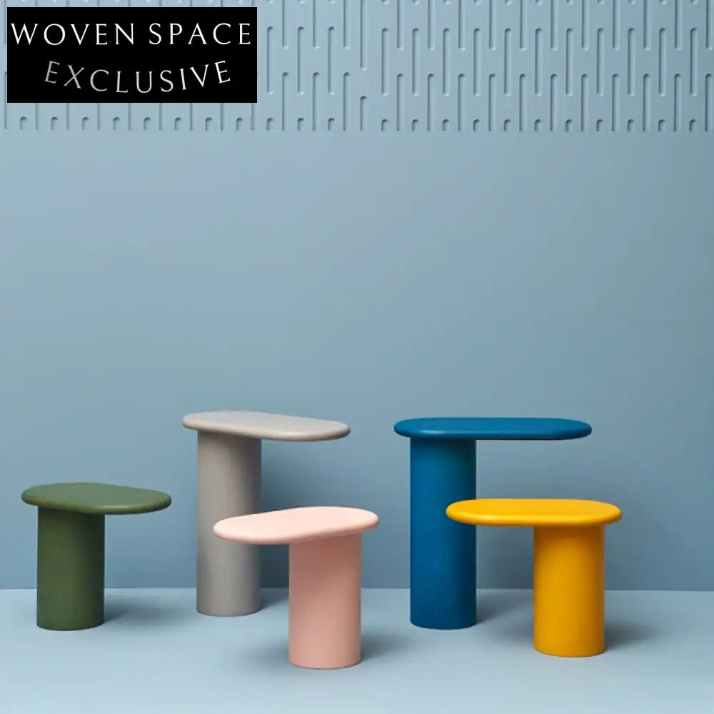 Vibrant Modern Solid Wood Side Table - Oval Design for Home & Hotel