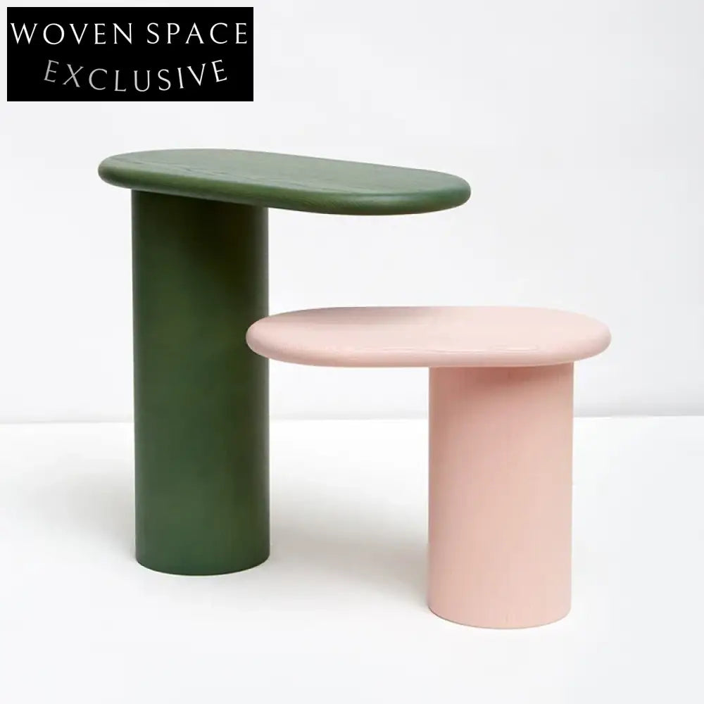 Vibrant Modern Solid Wood Side Table - Oval Design for Home & Hotel