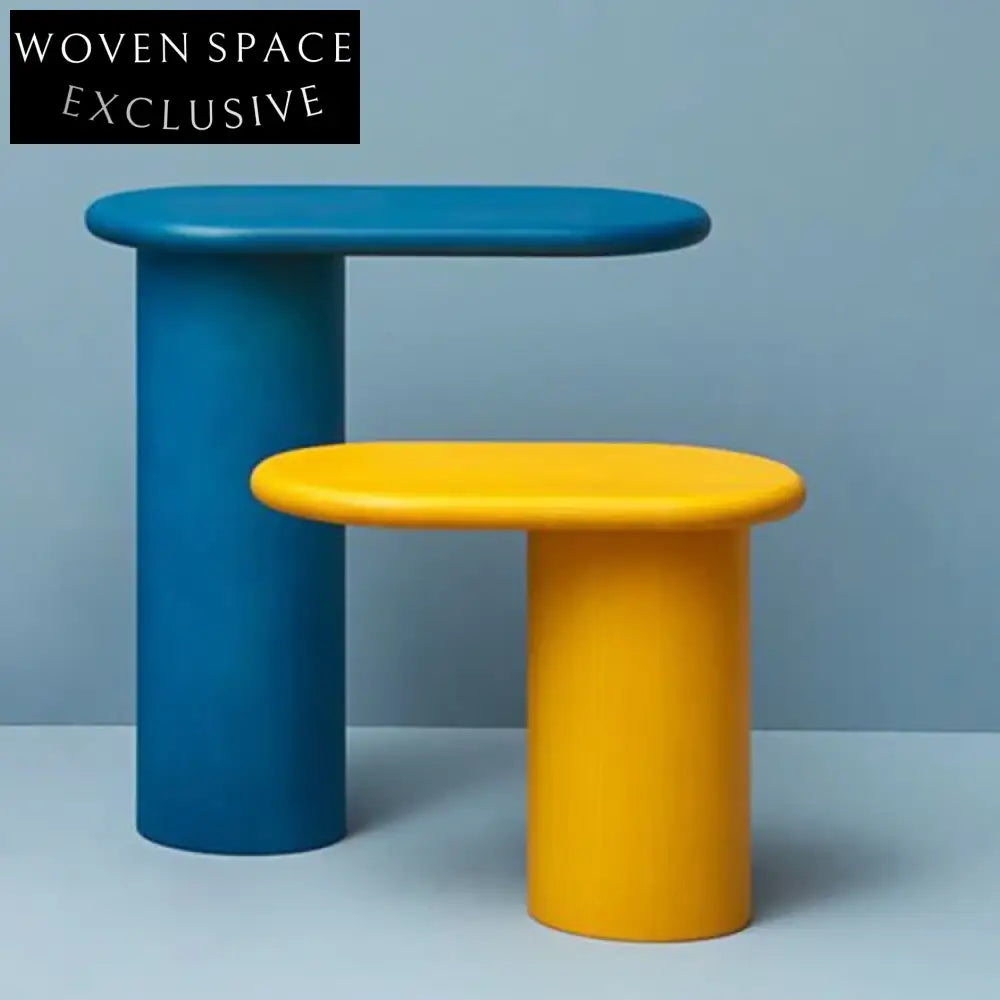Vibrant Modern Solid Wood Side Table - Oval Design for Home & Hotel