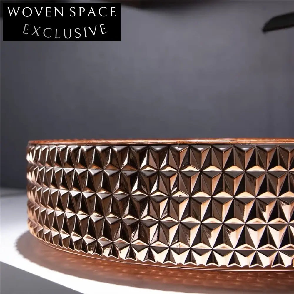 Vibrant Orange Diamond Tempered Glass Vessel Sink for Modern Bathrooms