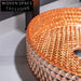 Vibrant Orange Diamond Tempered Glass Vessel Sink for Modern Bathrooms