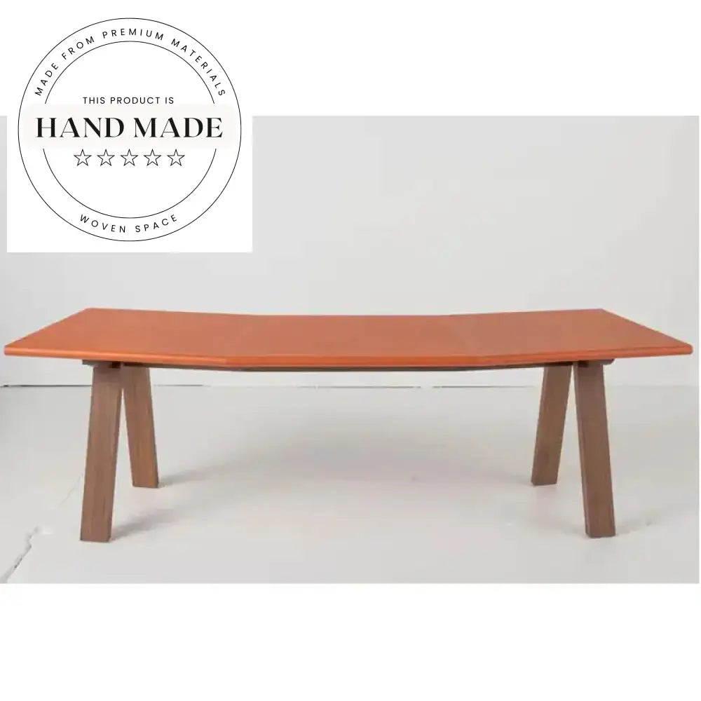 Vibrant Orange Solid Wood Big Slab Executive Office Computer Desk