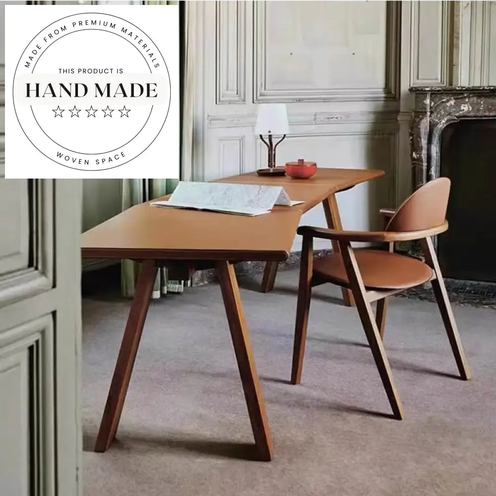 Vibrant Orange Solid Wood Big Slab Executive Office Computer Desk