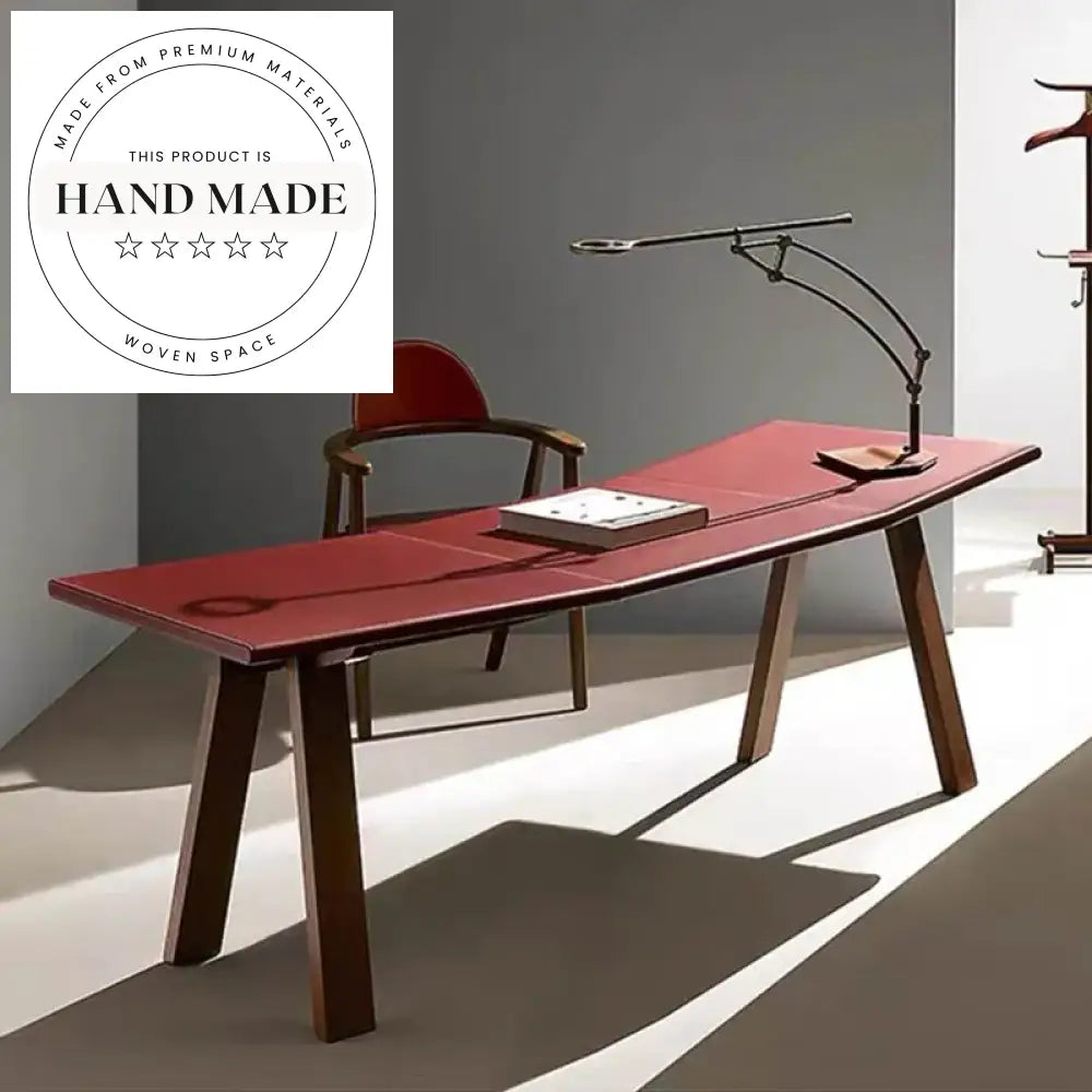 Vibrant Orange Solid Wood Big Slab Executive Office Computer Desk