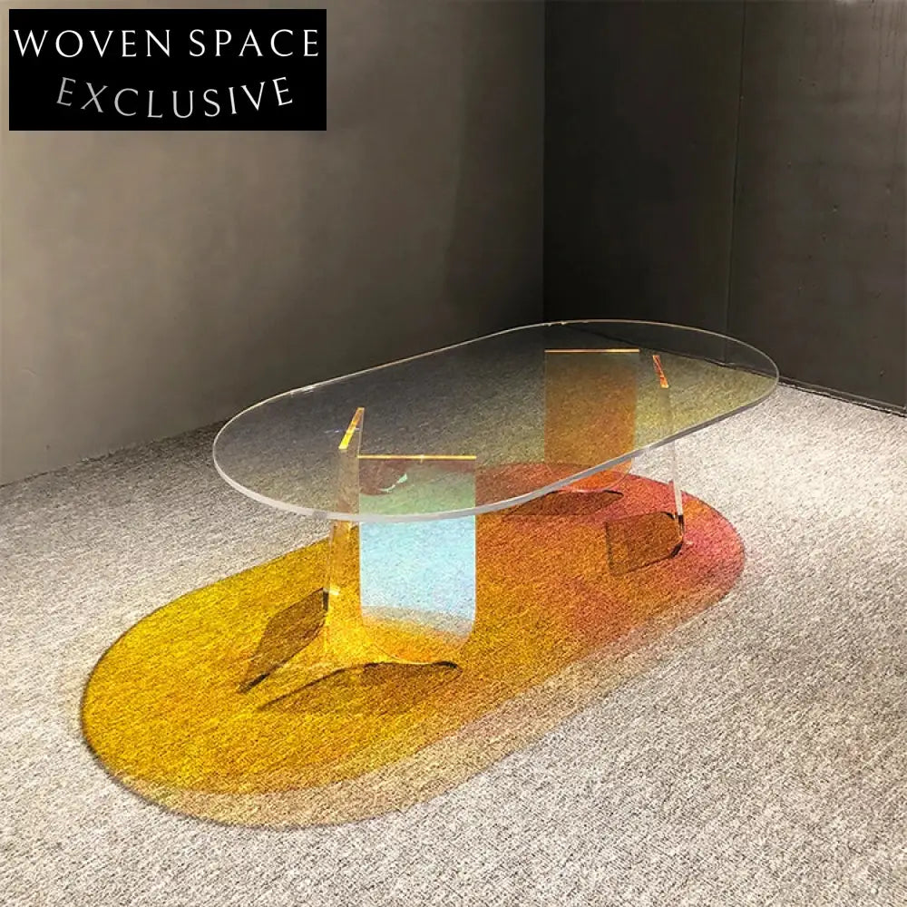 Vibrant Rainbow Acrylic Round Side Table, Modern Clear Living Room Furniture