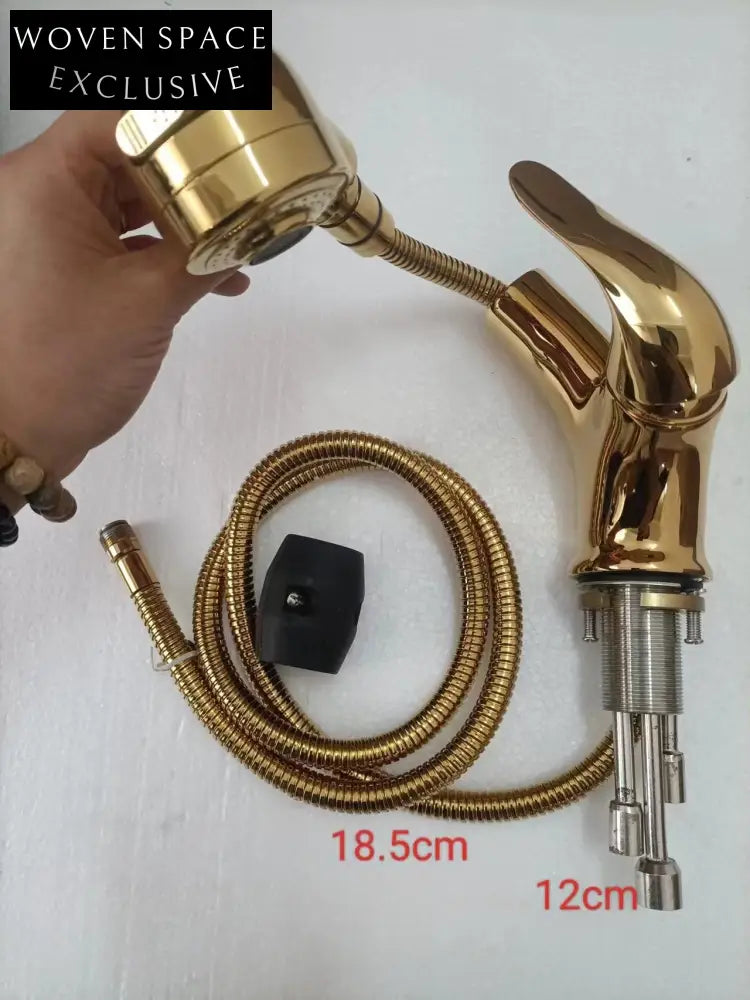 Vicenza Dietao Gold Bathroom Faucet with Red Zircon Inlay