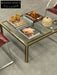Vintage 1970s Italian Art Deco Brass Glass Coffee Table