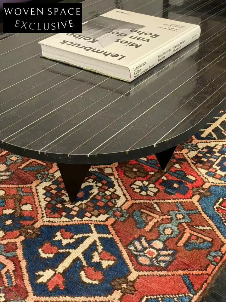 Vintage 1980s Italian Hand-Carved Stone & Metal Inlaid Coffee Table