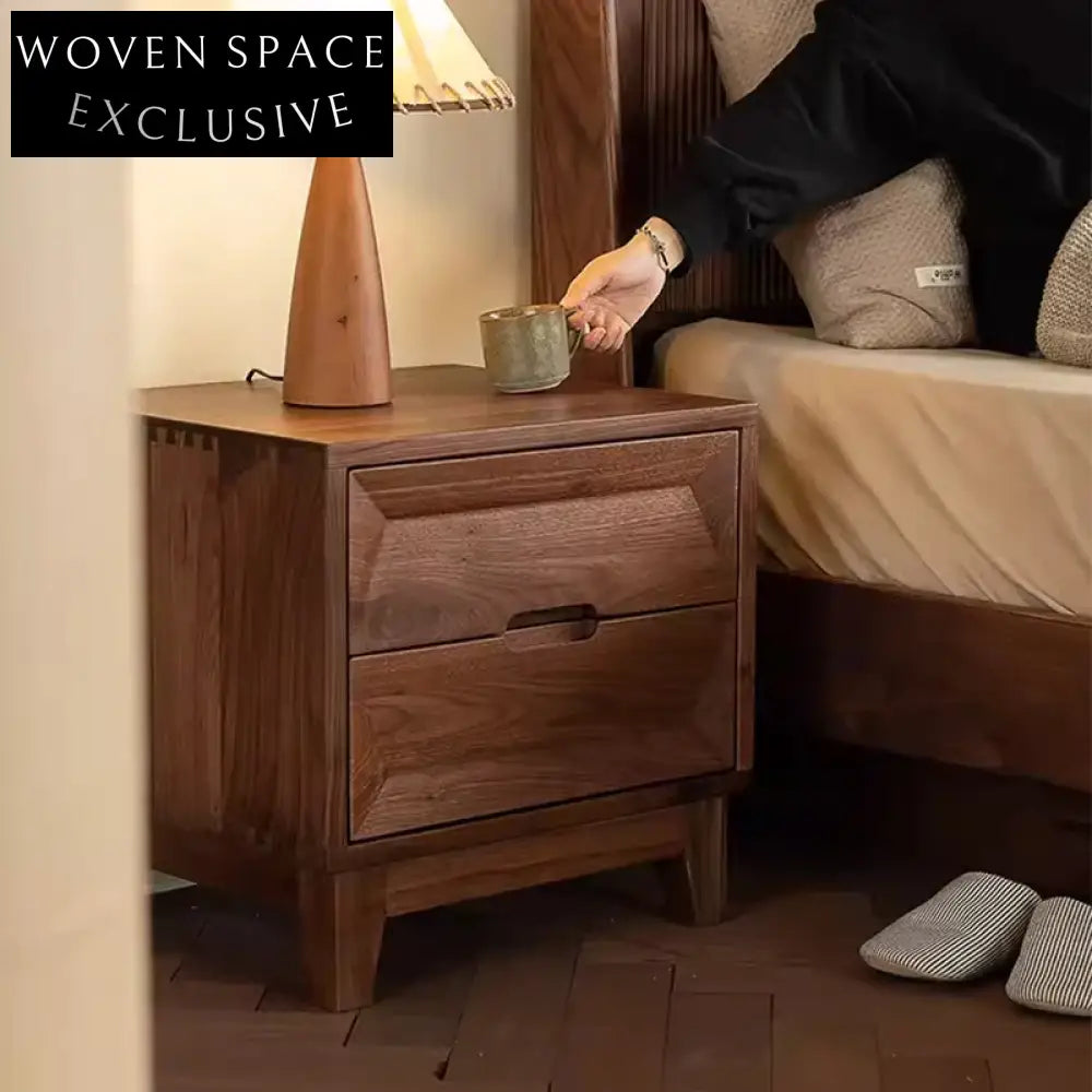 Vintage Black Walnut Wood Side Table for Bedroom Living Room Elegance