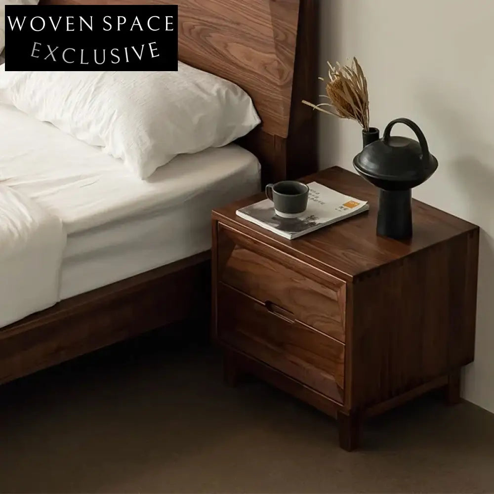 Vintage Black Walnut Wood Side Table for Bedroom Living Room Elegance