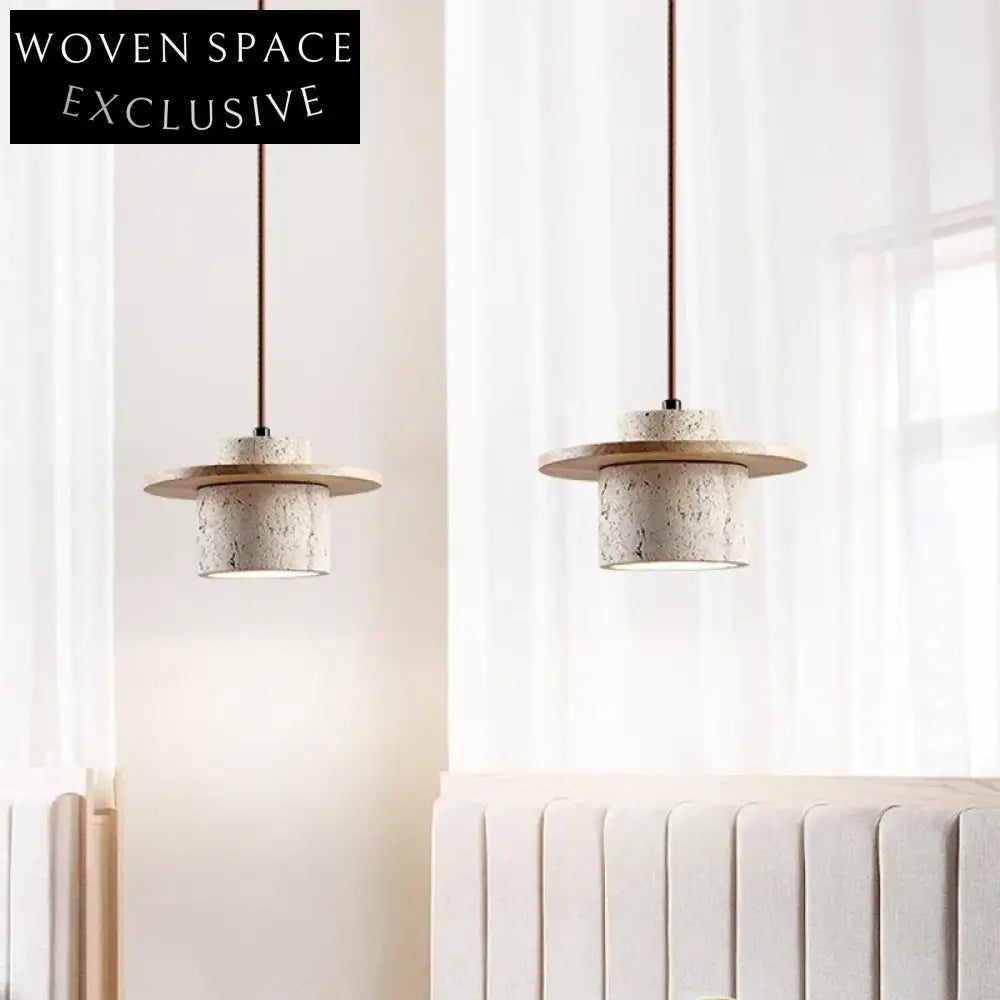 Vintage Cream Style Marble Travertine Smart Home Bedside Night Light Pendant