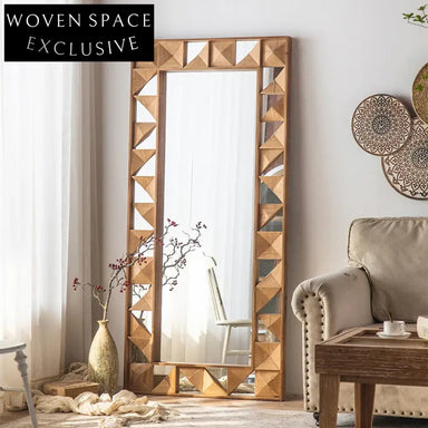 Vintage Creative Rectangle Full Length Floor Mirror Bedroom Wooden Dressing Mirror